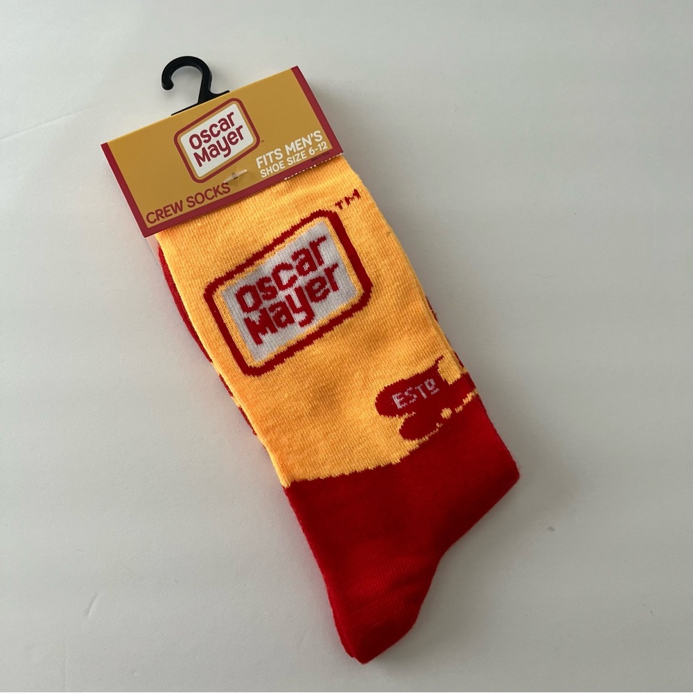 3/$12 💥 NEW (6-12) Oscar Mayer Vibrant Red & Yellow Casual Crew Socks (4849)